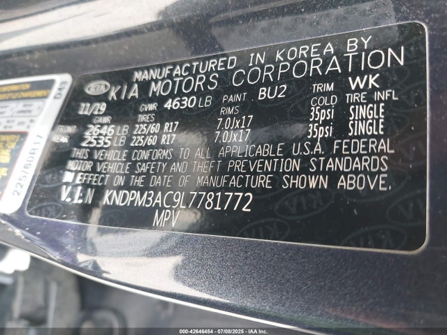KNDPM3AC9L7781772 KIA gdi theta ii