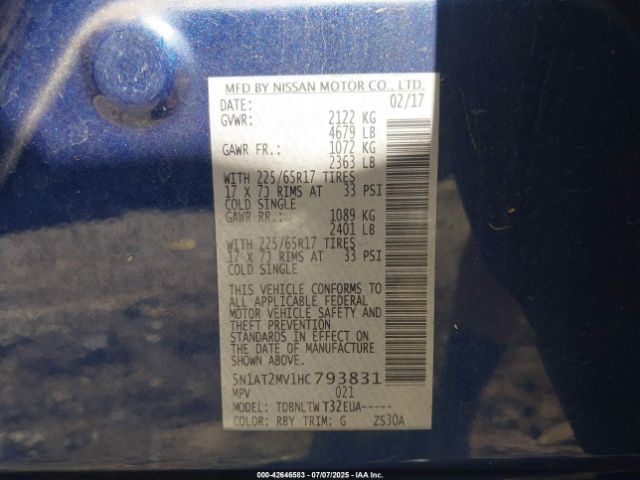 2017 NISSAN ROGUE 5N1AT2MV1HC793831 Photo 8