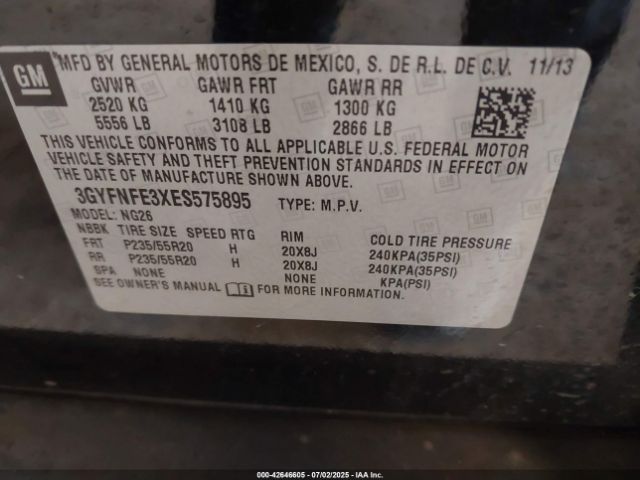 2014 CADILLAC SRX 3GYFNFE3XES575895 Photo 8