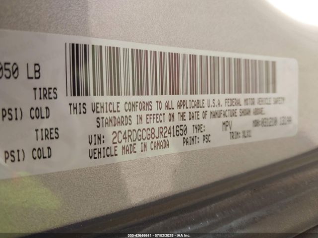 2018 DODGE GRAND CARAVAN 2C4RDGCG8JR241650 Photo 8