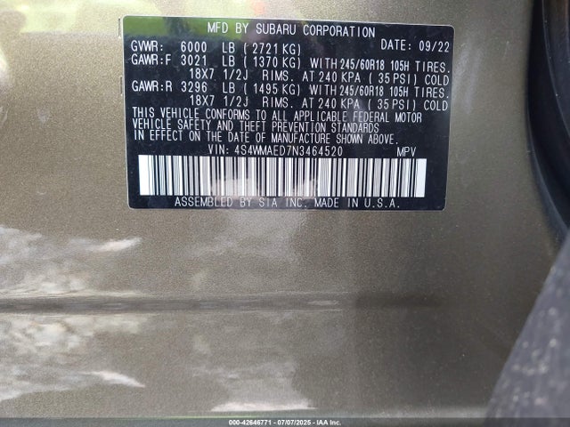 Subaru 2022 2022 4S4WMAED7N3464520 Image 9