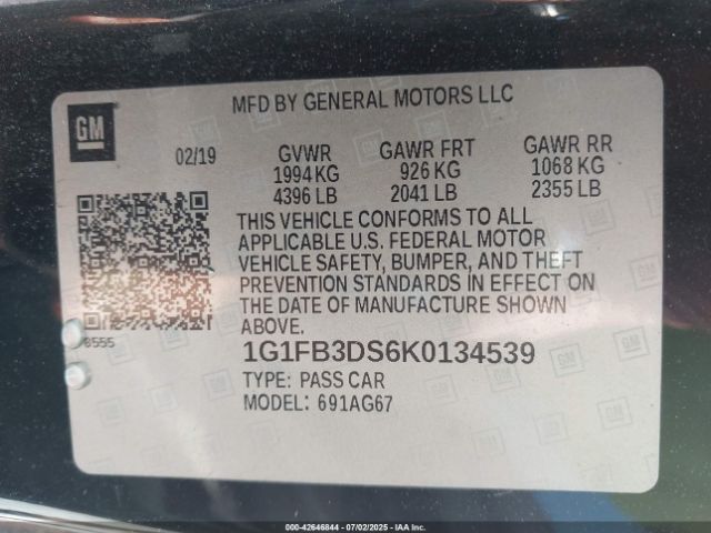 2019 CHEVROLET CAMARO 1G1FB3DS6K0134539 Photo 8