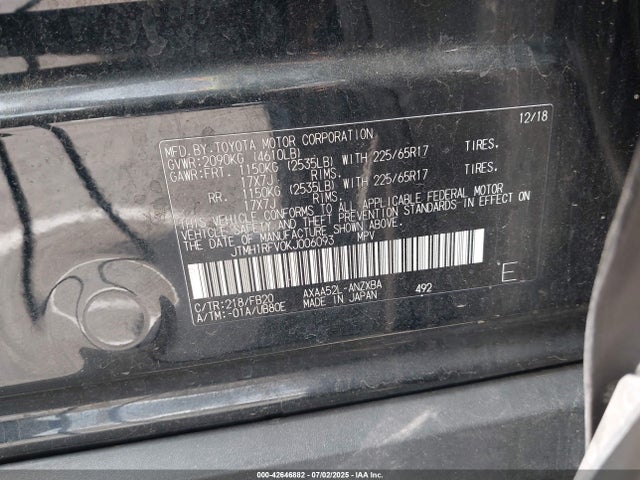 JTMH1RFV0KJ006093 Toyota a25a-fks