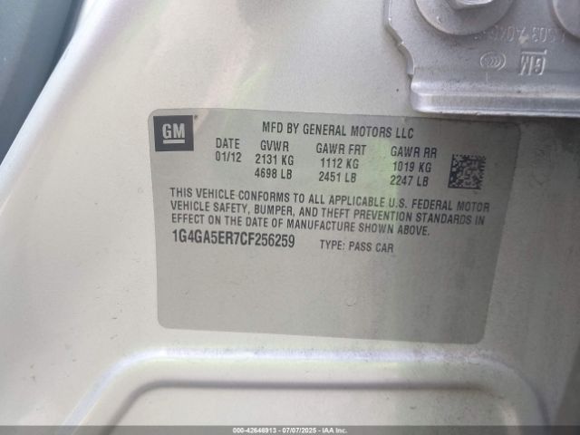 2012 BUICK LACROSSE 1G4GA5ER7CF256259 Photo 8