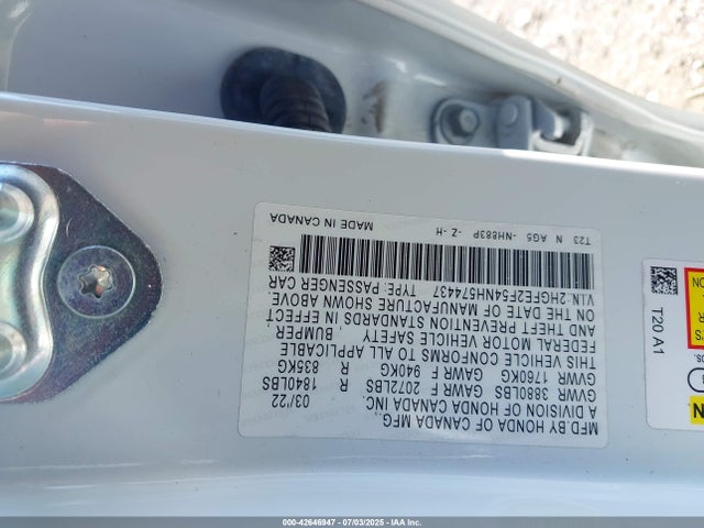 Honda k20c2 2022 2HGFE2F54NH574437 Image 9