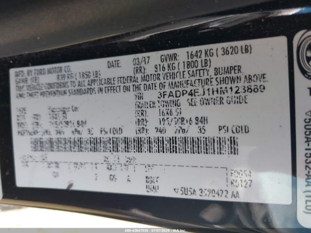 2017 FORD FIESTA 3FADP4EJ1HM123889 Photo 8