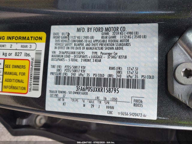 Ford 2019 2019 3FA6P0SUXKR158795 Image 9