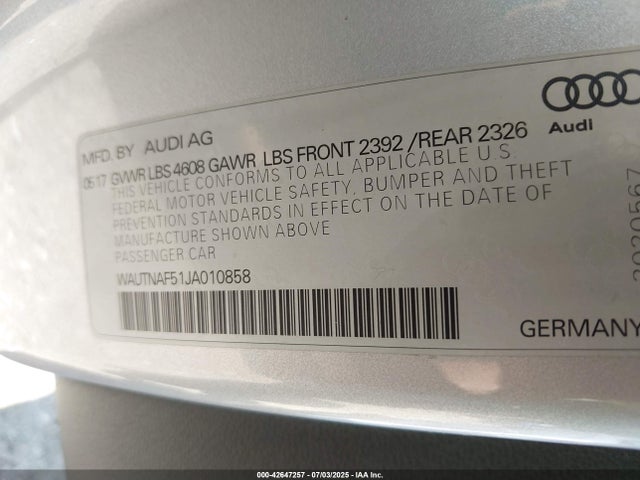 2018 AUDI A5 WAUTNAF51JA010858 Photo 8