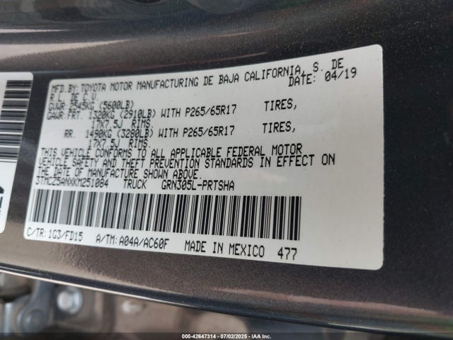 3TMCZ5ANXKM251084 Toyota 2gr-fks