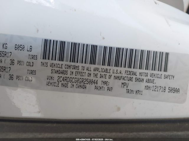 2016 DODGE GRAND CARAVAN 2C4RDGCG0GR250044 Photo 8