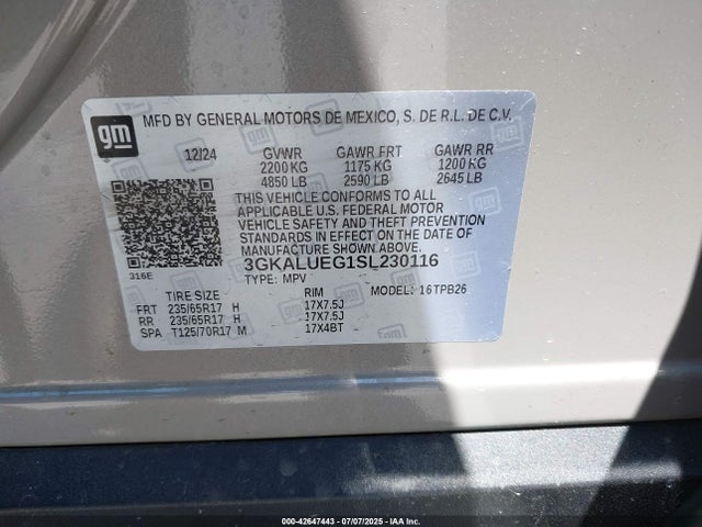 3GKALUEG1SL230116 GMC lsd