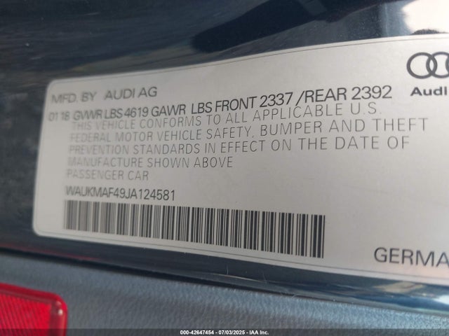 2018 AUDI A4 WAUKMAF49JA124581 Photo 8