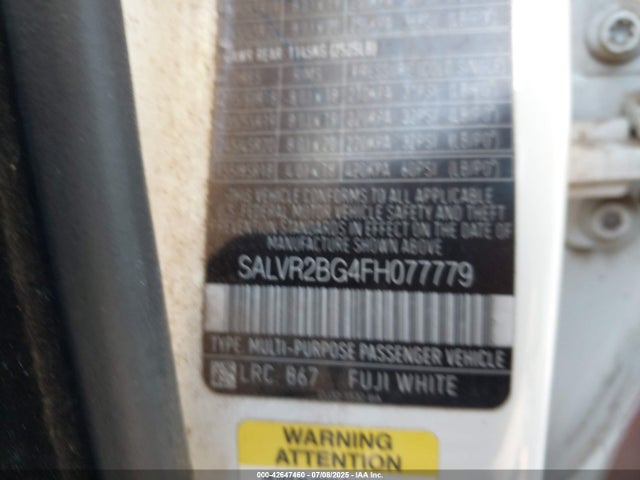 Land Rover lev3 sulev30 2015 SALVR2BG4FH077779 Image 9