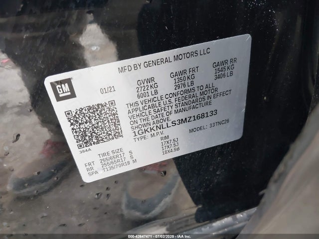 1GKKNLLS3MZ168133 GMC lgx