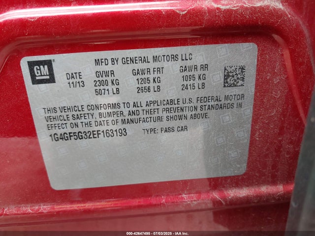 1G4GF5G32EF163193 Buick lfx