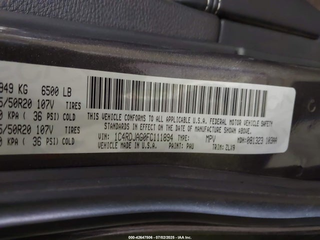 1C4RDJAG0FC111894 Dodge 2015