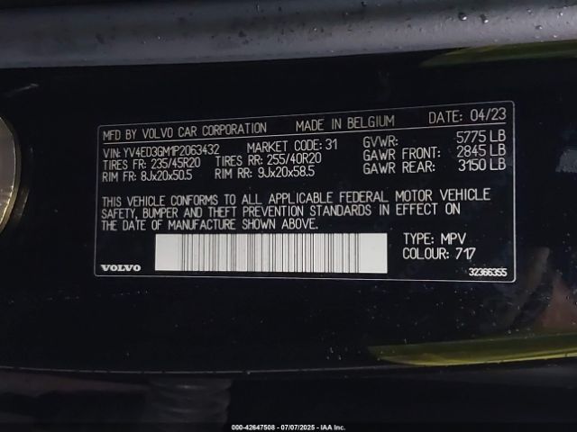 2023 VOLVO C40 RECHARGE PURE ELECTRIC YV4ED3GM1P2063432 Photo 8
