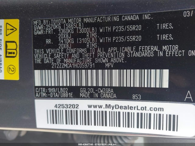 2T2ZZMCA1HC059791 Lexus 2017