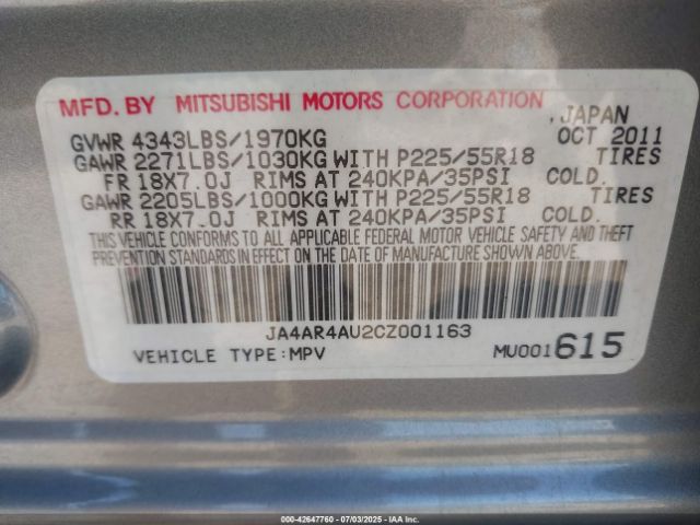 2012 MITSUBISHI OUTLANDER SPORT JA4AR4AU2CZ001163 Photo 8