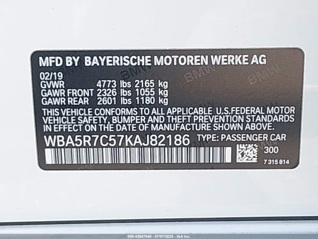 WBA5R7C57KAJ82186 BMW 330I