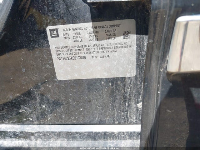 2G1145S3XG9193070 Chevrolet lfx - sidi, vvt, e85 max, alum gm
