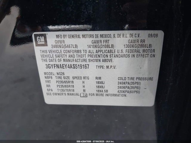 2010 CADILLAC SRX 3GYFNAEY4AS519167 Photo 8