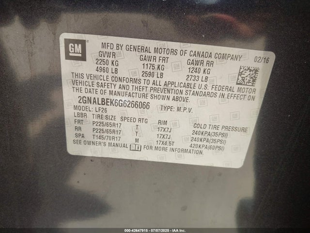 2GNALBEK6G6266066 Chevrolet lea - e85 max, aluminum