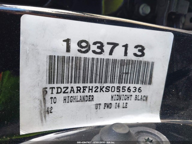 5TDZARFH2KS055636 Toyota 1ar-fe