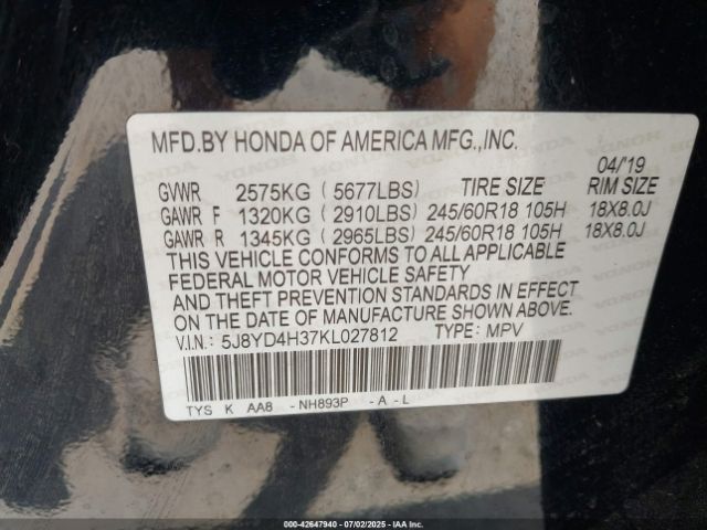 2019 ACURA MDX 5J8YD4H37KL027812 Photo 8