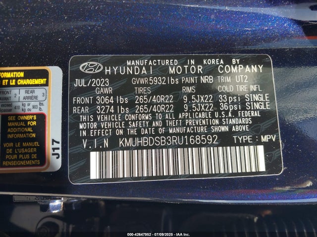 Genesis t-gdi theta iii 2024 KMUHBDSB3RU168592 Image 9