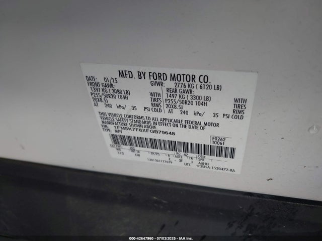 1FM5K7F8XFGB79648 Ford 2015