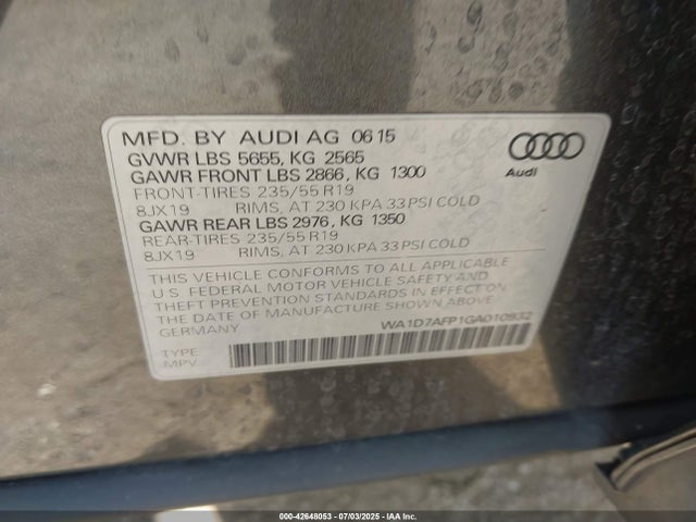 2016 AUDI Q5 WA1D7AFP1GA010932 Photo 8