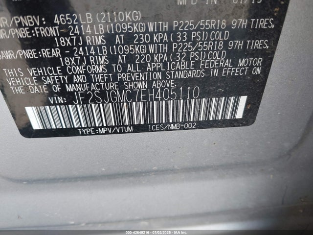 JF2SJGMC7EH405110 Subaru 2.5turbo u4