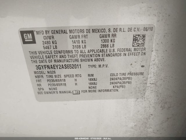 2010 CADILLAC SRX 3GYFNAEY2AS652011 Photo 8