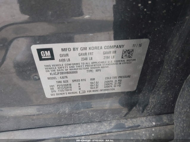 Buick luv mfi, vvt: variable valve timing, alum, e85 max 2017 KL4CJFSBXHB068800 Image 9