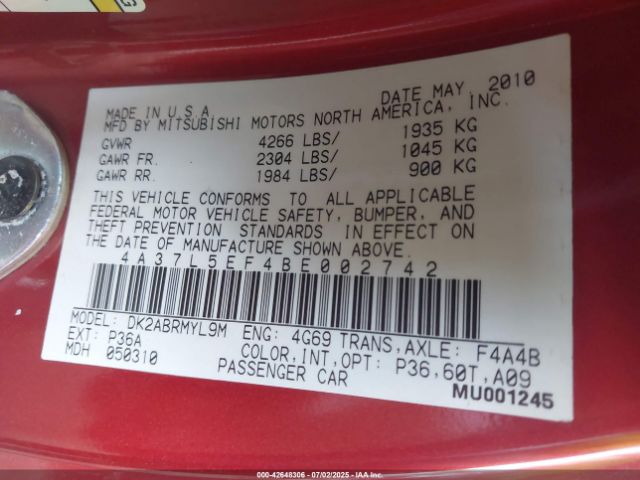 2011 MITSUBISHI ECLIPSE SPYDER 4A37L5EF4BE002742 Photo 8