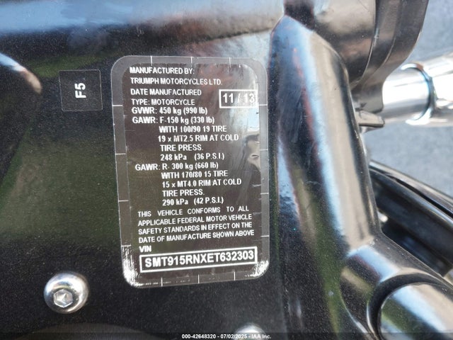SMT915RNXET632303 Triumph Motorcycle Speedmaster