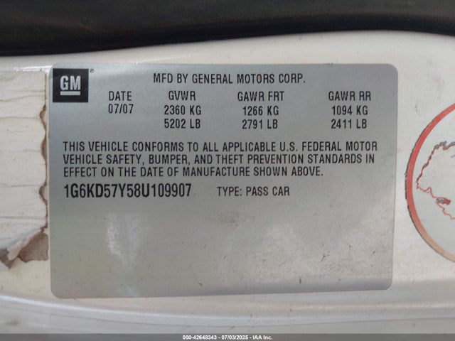 2008 CADILLAC DTS 1G6KD57Y58U109907 Photo 8