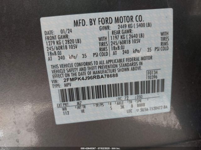 2024 FORD EDGE 2FMPK4J96RBA78688 Photo 8