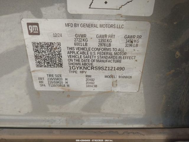 1GYKNCRS9SZ121490 Cadillac lgx