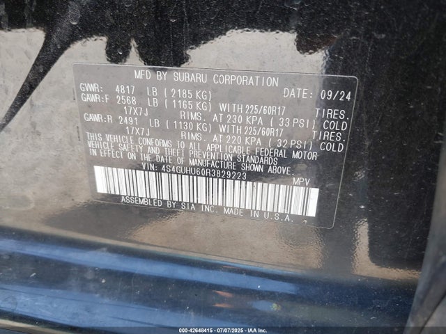 4S4GUHU60R3829223 Subaru na