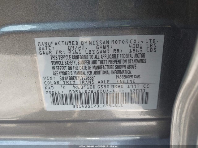 Nissan 2020 2020 3N1AB8CV3LY296861 Image 9