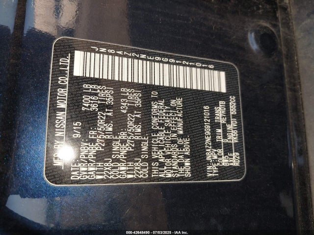 JN8AZ2NE9G9121016 Infiniti QX80