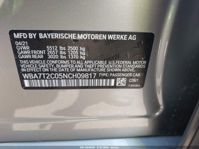 BMW 740LI 2022 WBA7T2C05NCH09817 Image 9
