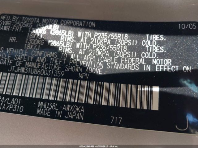 2006 LEXUS RX 400H JTJHW31U860031359 Photo 8