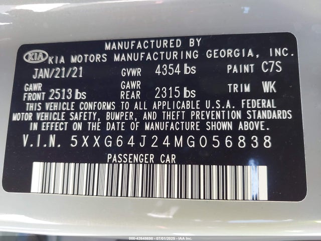 5XXG64J24MG056838 KIA t-gdi gamma ii