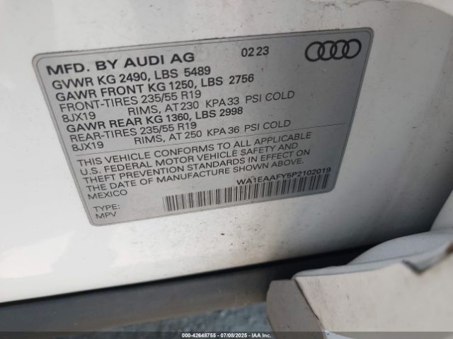 2023 AUDI Q5 WA1EAAFY5P2102019 Photo 8