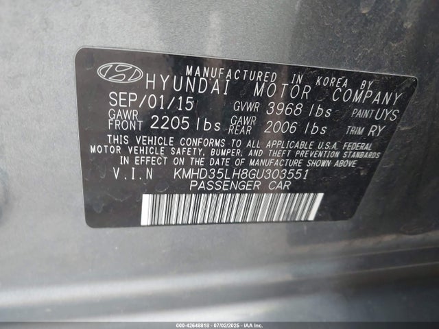 KMHD35LH8GU303551 Hyundai dohc gdi nu