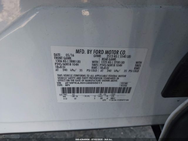 2016 FORD EDGE 2FMPK4J9XGBB95011 Photo 8