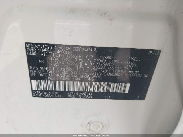 2013 TOYOTA RAV4 JTMBFREV4D5017389 Photo 8